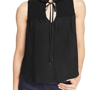 Free people yoke neck cottage core black sleeveless top S. EUC